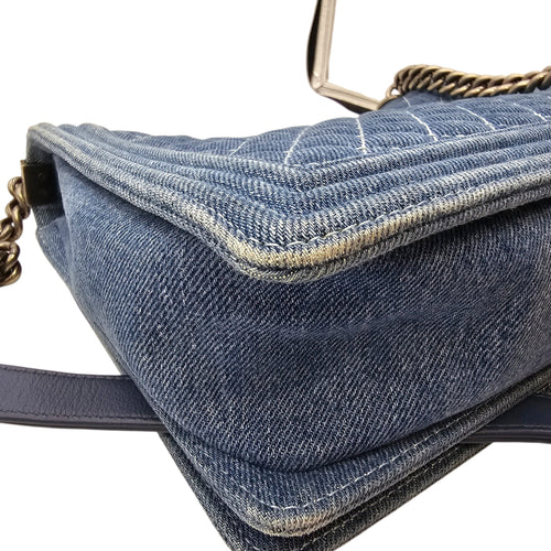 Le boy Flap Large Blue Shoulder Bag in Denim Ruthenium hardware CL2604-20836 13