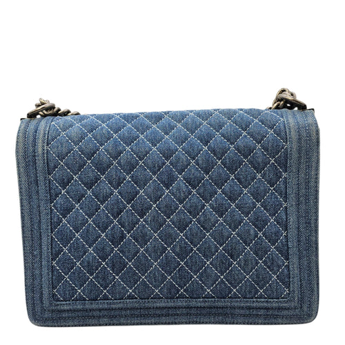 Le boy Flap Large Blue Shoulder Bag in Denim Ruthenium hardware CL2604-20836 2