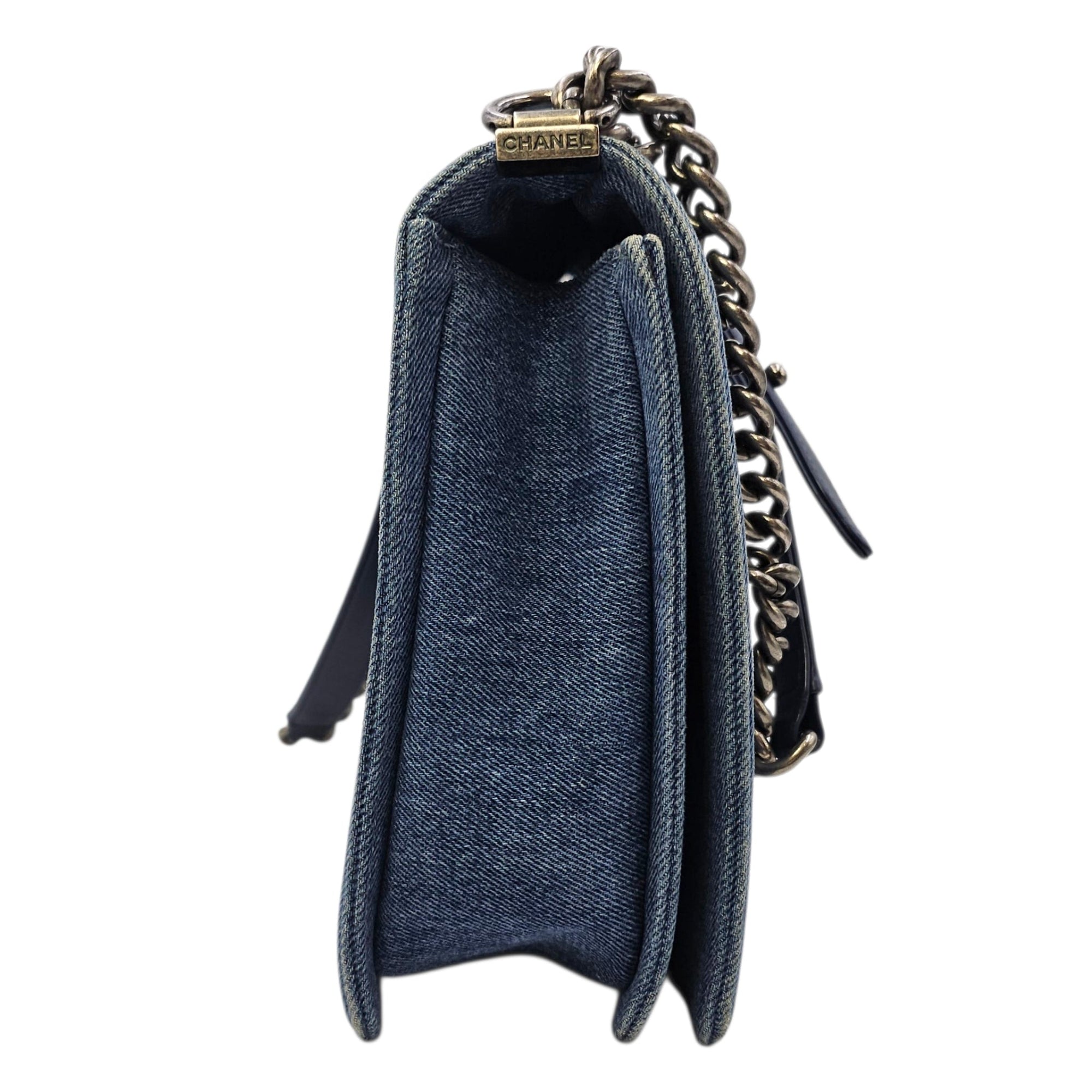 Le boy Flap Large Blue Shoulder Bag in Denim Ruthenium hardware CL2604-20836 3