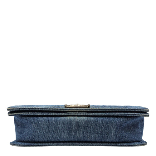 Le boy Flap Large Blue Shoulder Bag in Denim Ruthenium hardware CL2604-20836 5