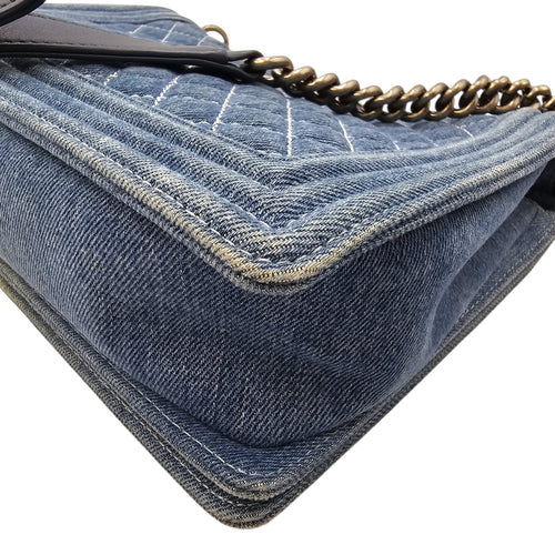 Le boy Flap Large Blue Shoulder Bag in Denim Ruthenium hardware CL2604-20836 7