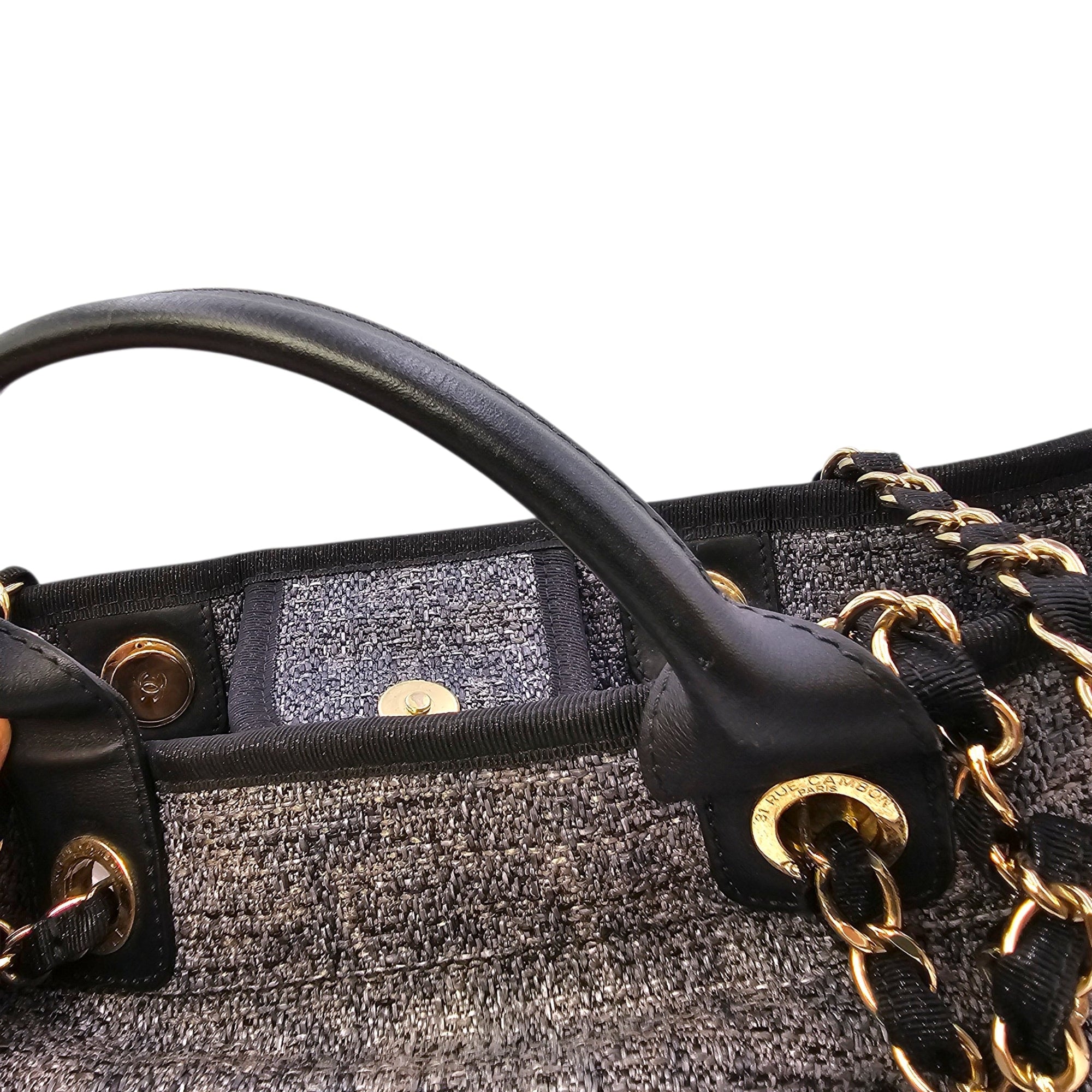 Deauville Large Purple Tote Bag in Tweed Gold hardware CL2604-20839 14