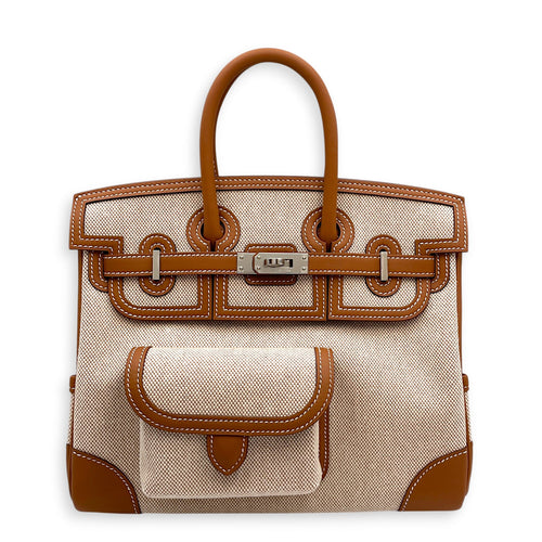 Cargo Birkin 25 Gold/Ecru-Beige in Swift/Toile H Palladium hardware CL2604-20845 1