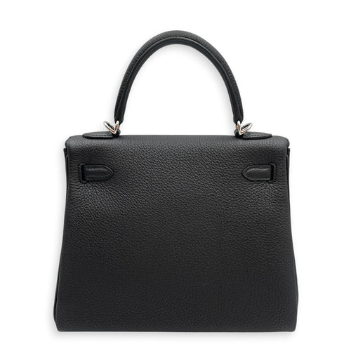 Kelly 25 Black in Togo Palladium hardware