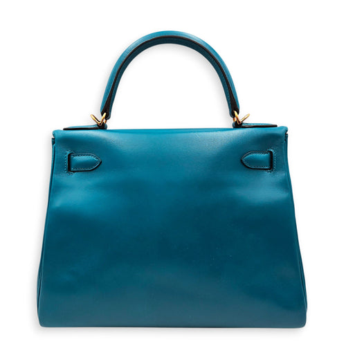 Kelly 28 Blue Izmir in Tadelakt Gold hardware CL2604-20866 2