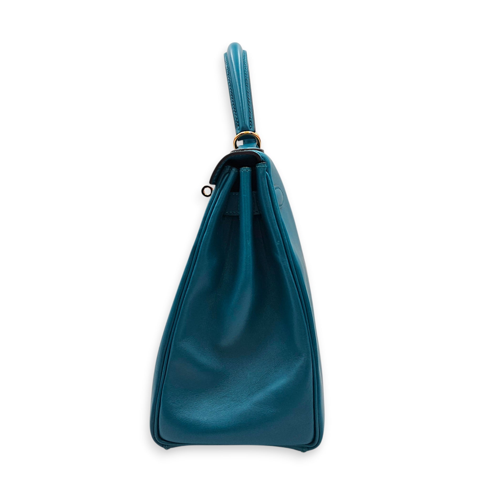 Kelly 28 Blue Izmir in Tadelakt Gold hardware CL2604-20866 3