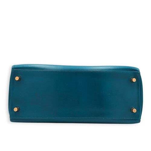 Kelly 28 Blue Izmir in Tadelakt Gold hardware CL2604-20866 5