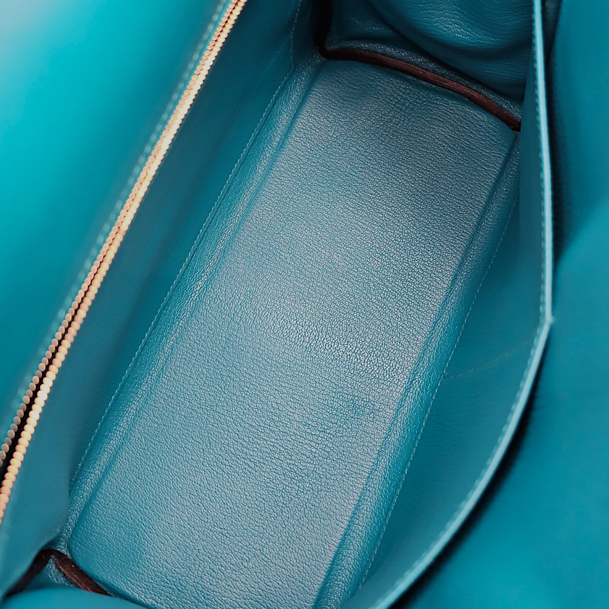 Kelly 28 Blue Izmir in Tadelakt Gold hardware CL2604-20866 6