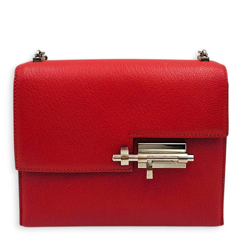 Verrou Chaine Mini Rouge Tomate in Chevre Mysore Palladium hardware CL2604-20867 1
