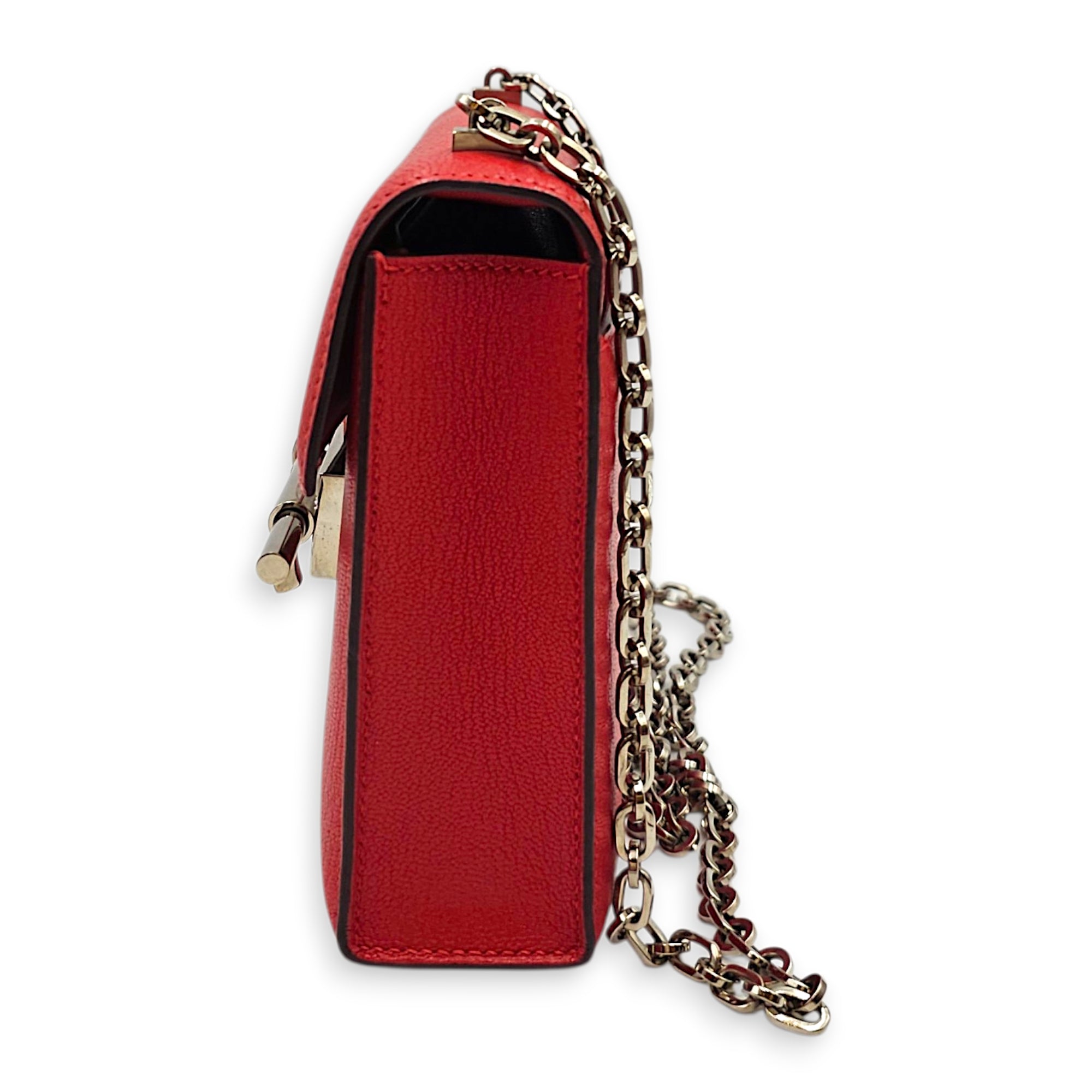 Verrou Chaine Mini Rouge Tomate in Chevre Mysore Palladium hardware CL2604-20867 3