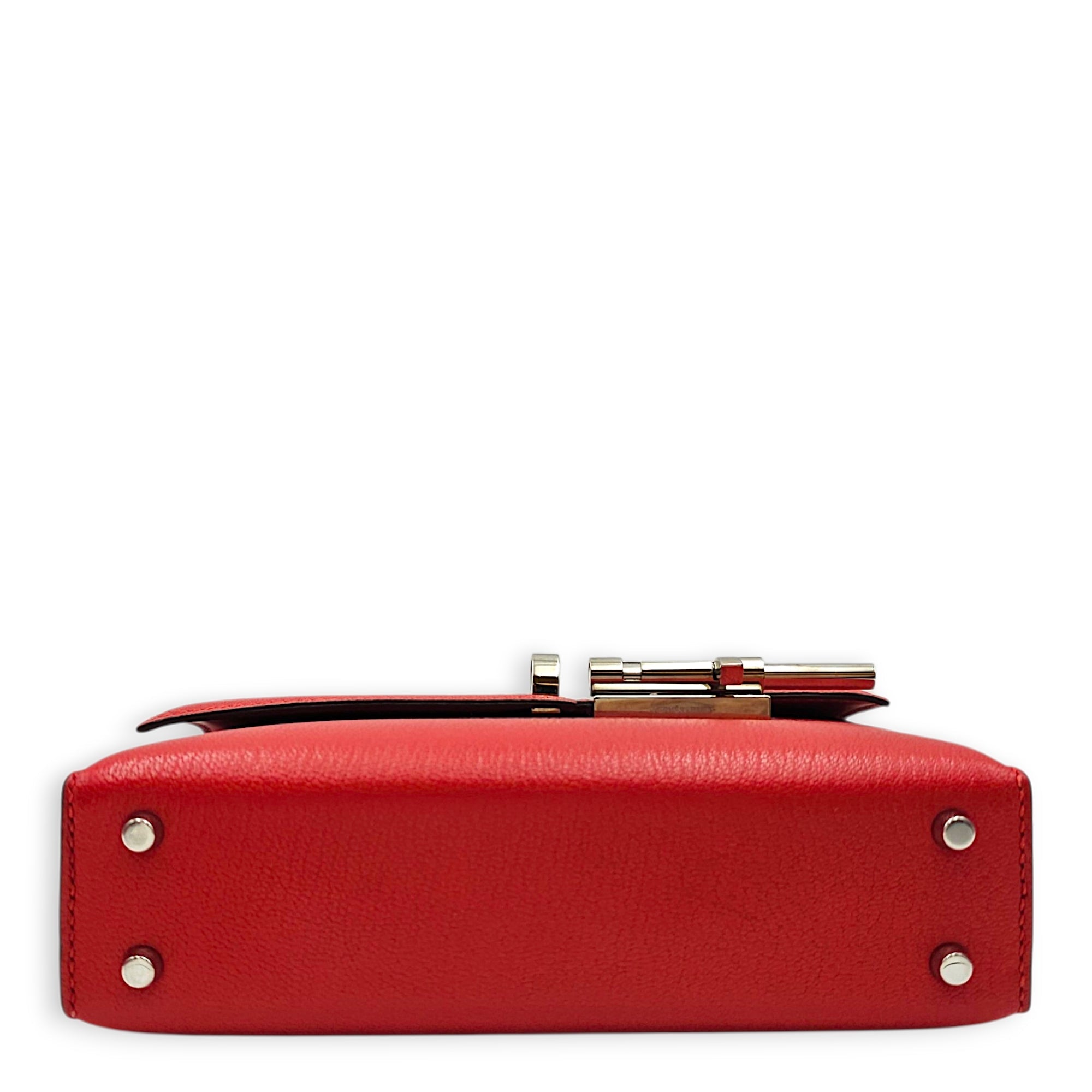 Verrou Chaine Mini Rouge Tomate in Chevre Mysore Palladium hardware CL2604-20867 5