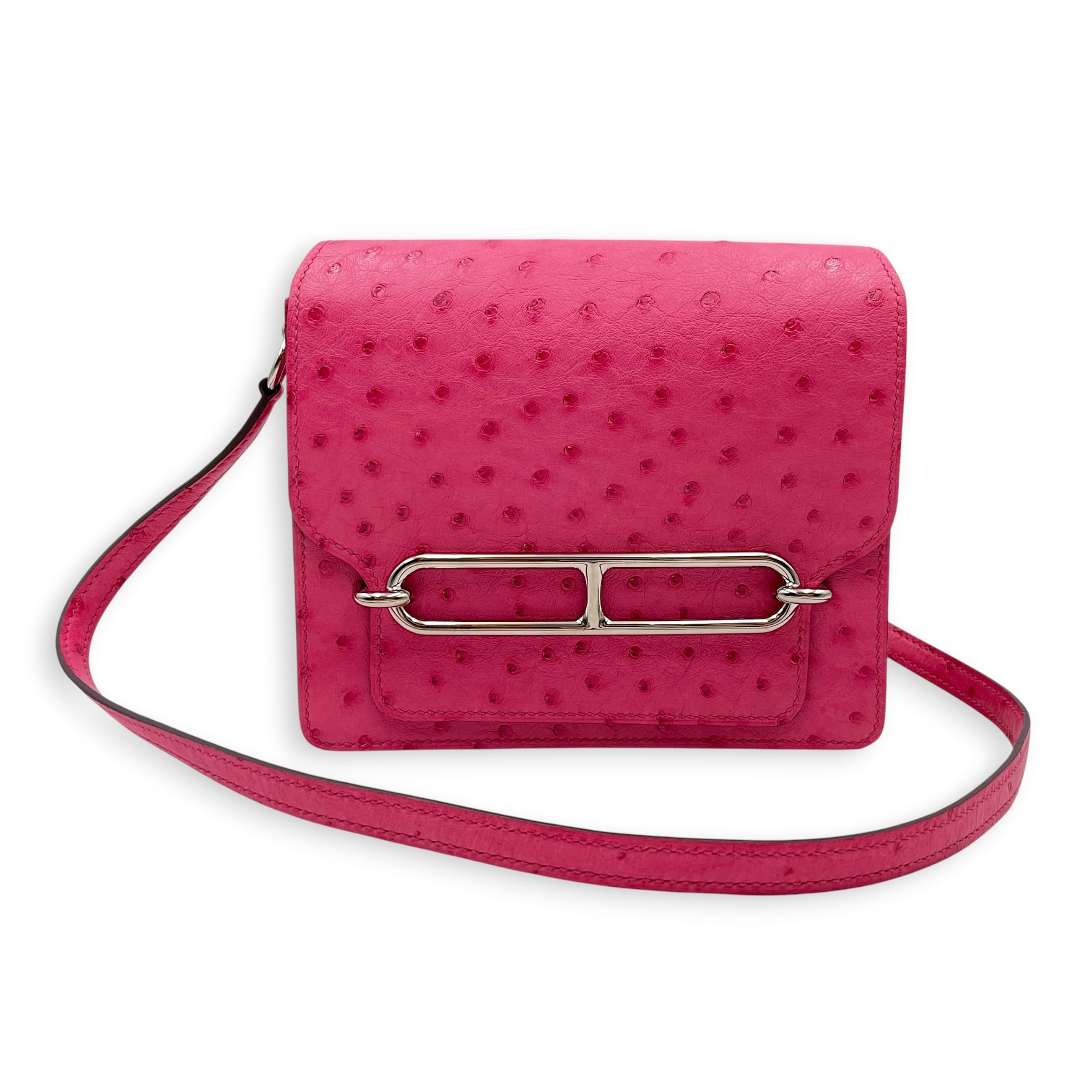 Roulis 23 Rose Tyrien in Ostrich Palladium hardware CL2604-20868 10