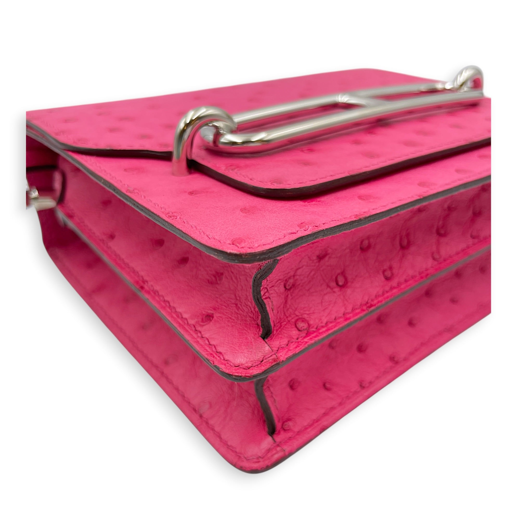 Roulis 23 Rose Tyrien in Ostrich Palladium hardware CL2604-20868 9