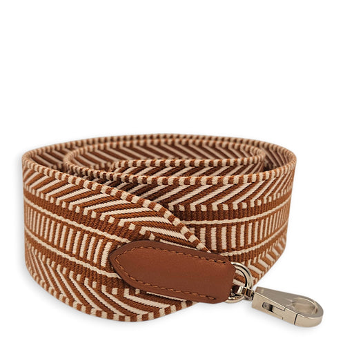 Sangle Cavale. 50mm by 85cm Gold Shoulder strap in Toile/Swift Palladium hardware