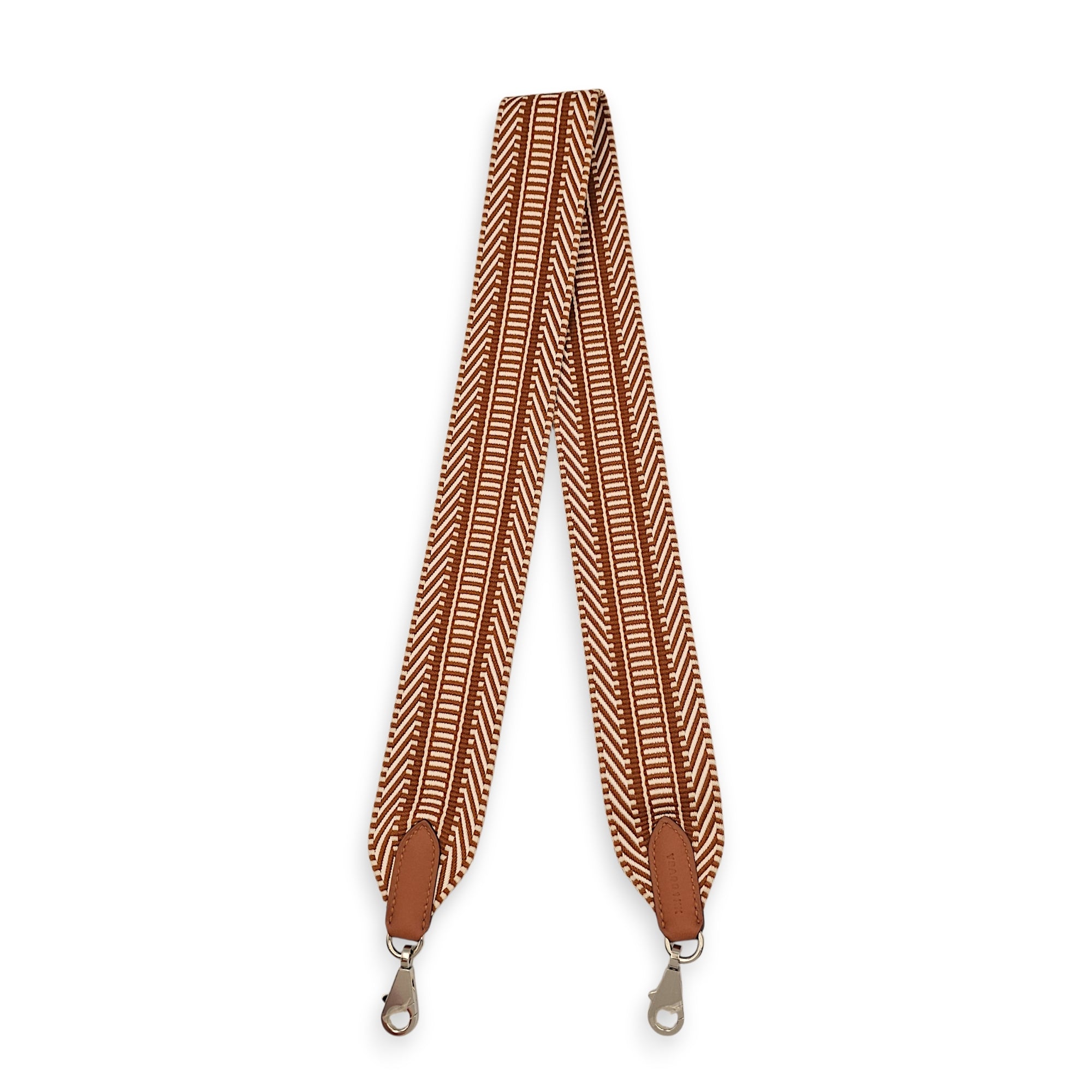 Sangle Cavale. 50mm by 85cm Gold Shoulder strap in Toile/Swift Palladium hardware