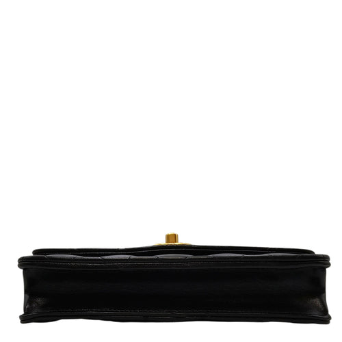 Camellia Pearl Crush WOC Black Crossbody Bag in Lambskin Gold hardware