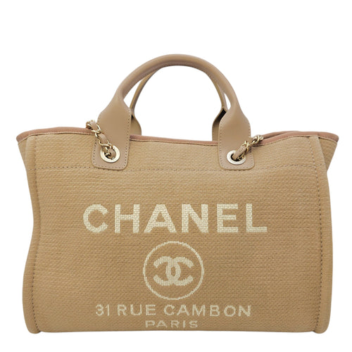 Deauville Small Beige Tote Bag in Canvas Gold hardware CL2604-20888 1