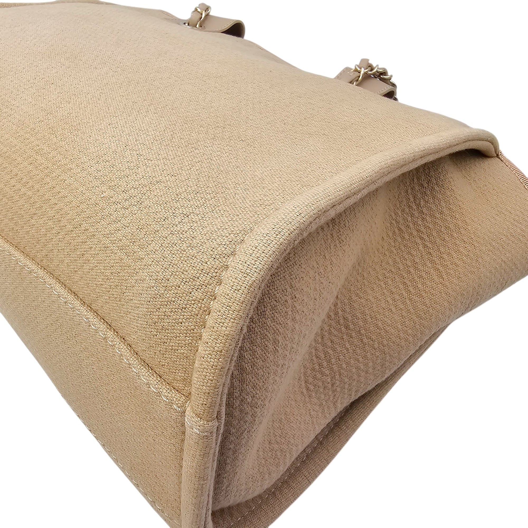 Deauville Small Beige Tote Bag in Canvas Gold hardware CL2604-20888 12