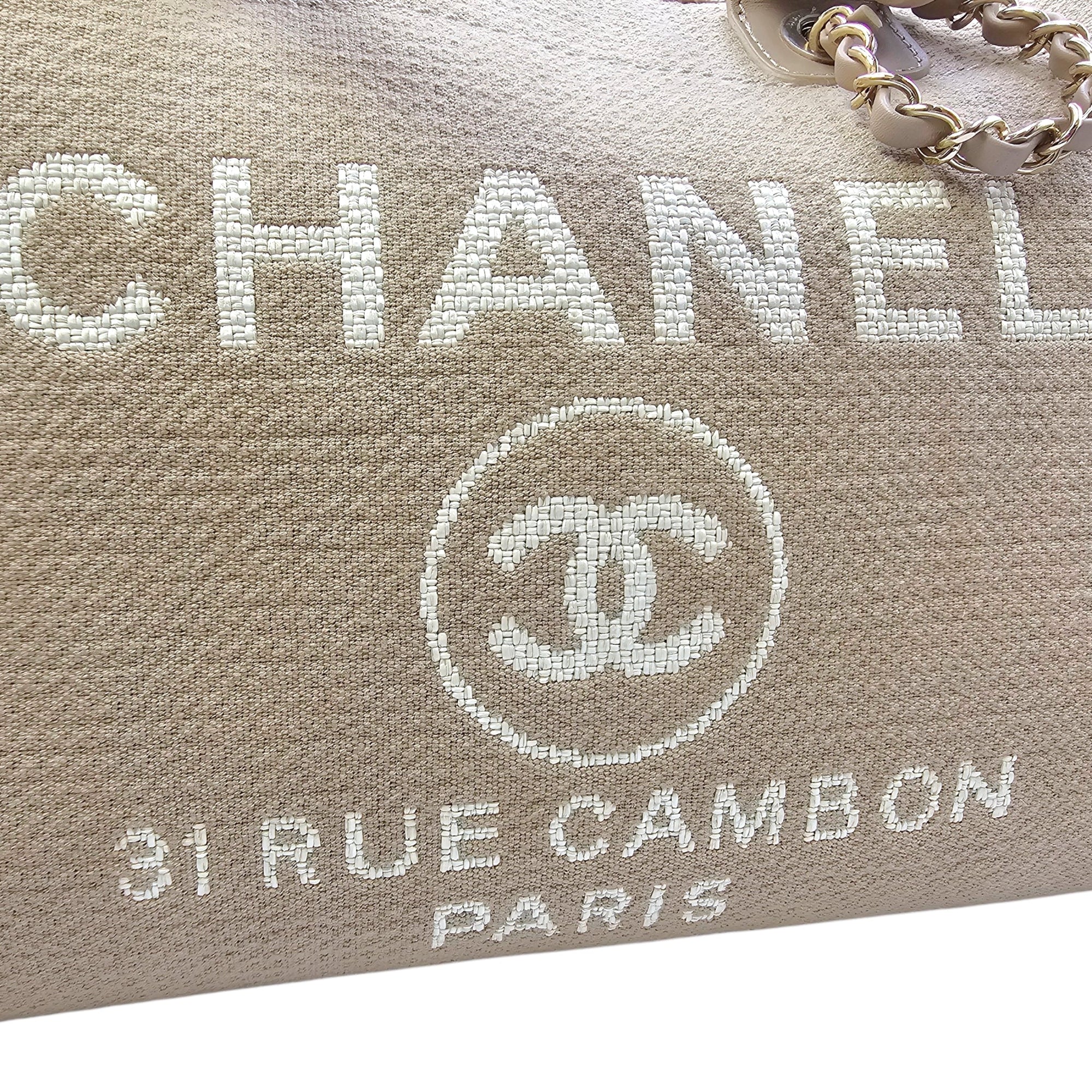 Deauville Small Beige Tote Bag in Canvas Gold hardware CL2604-20888 13