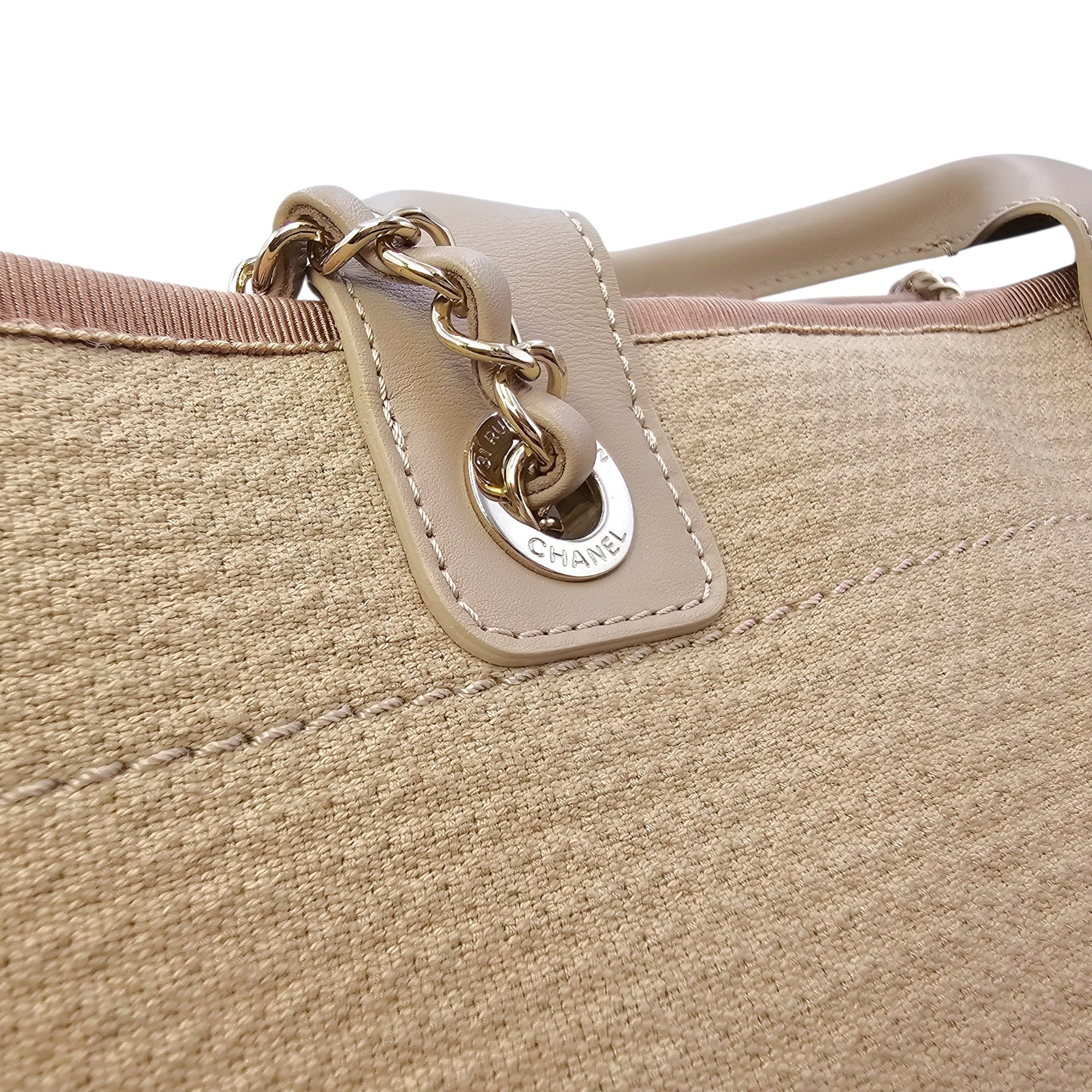 Deauville Small Beige Tote Bag in Canvas Gold hardware CL2604-20888 15