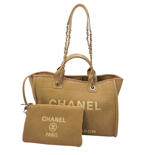 Deauville Small Beige Tote Bag in Canvas Gold hardware CL2604-20888 17