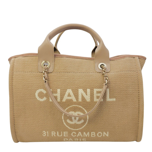 Deauville Small Beige Tote Bag in Canvas Gold hardware CL2604-20888 2