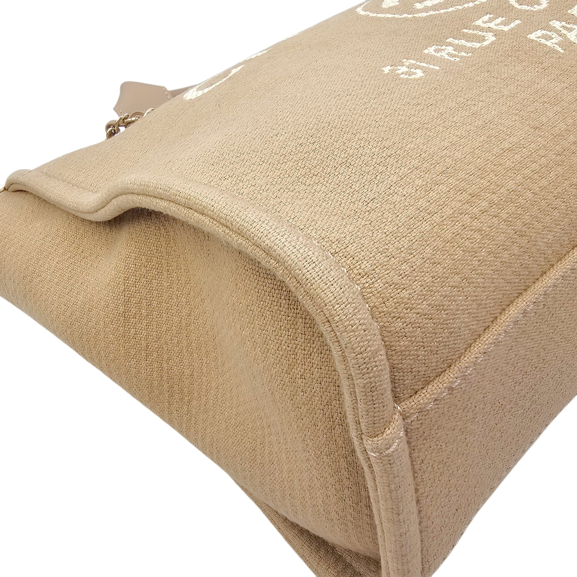 Deauville Small Beige Tote Bag in Canvas Gold hardware CL2604-20888 9