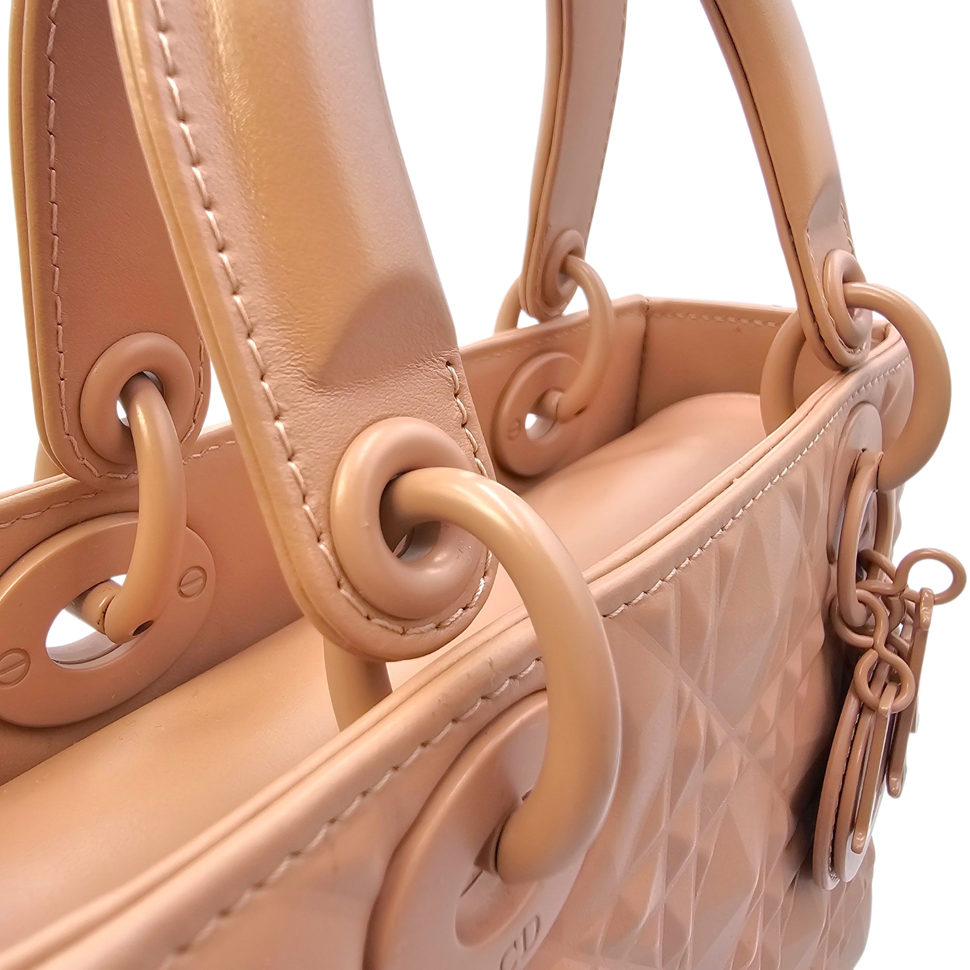 Small Lady Dior MyABC  with Diamond Cannage Motif 20 Pink Top Handle Bag in Calfskin