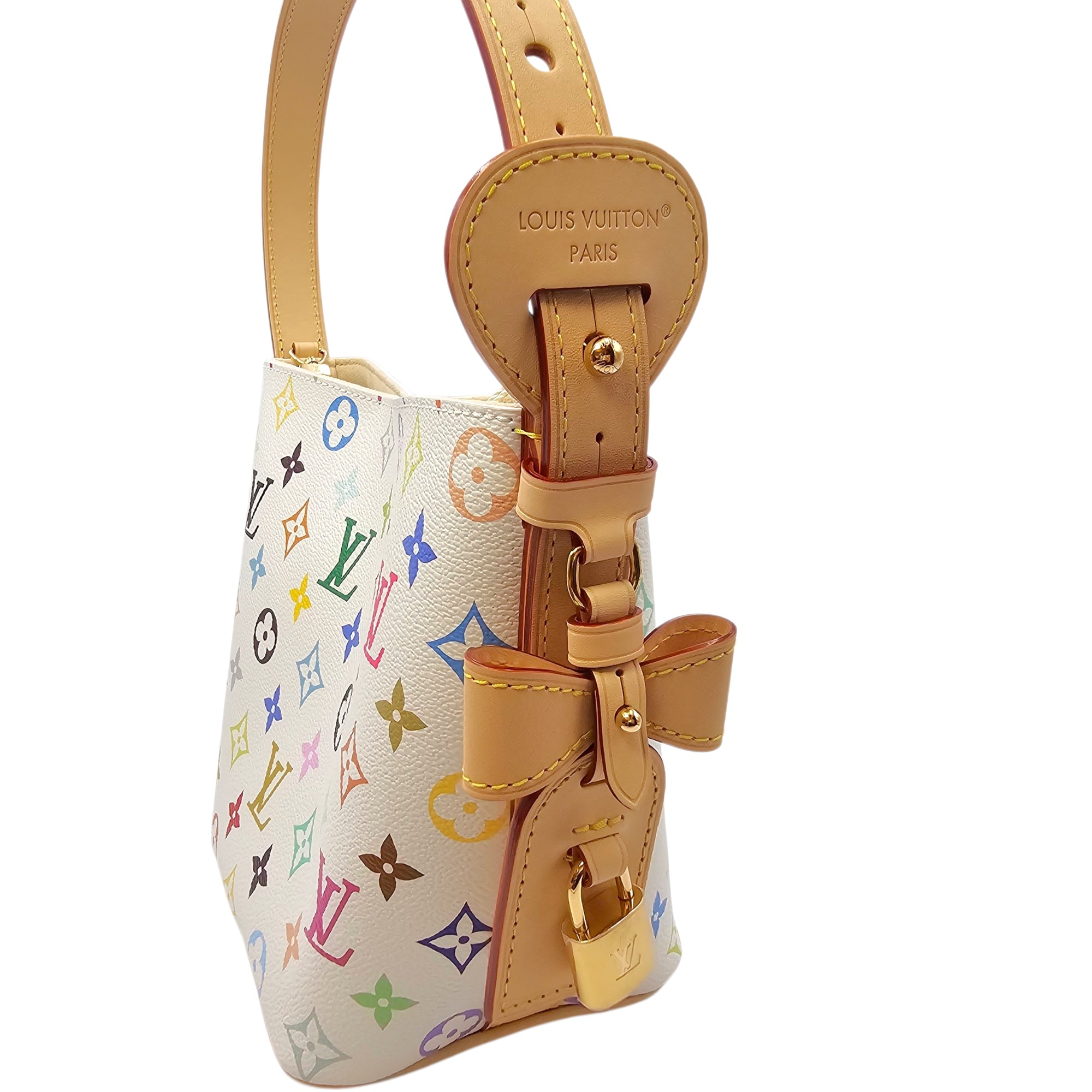 LV x TM Multicolour All In BB White Shoulder Bag in Canvas Gold hardware