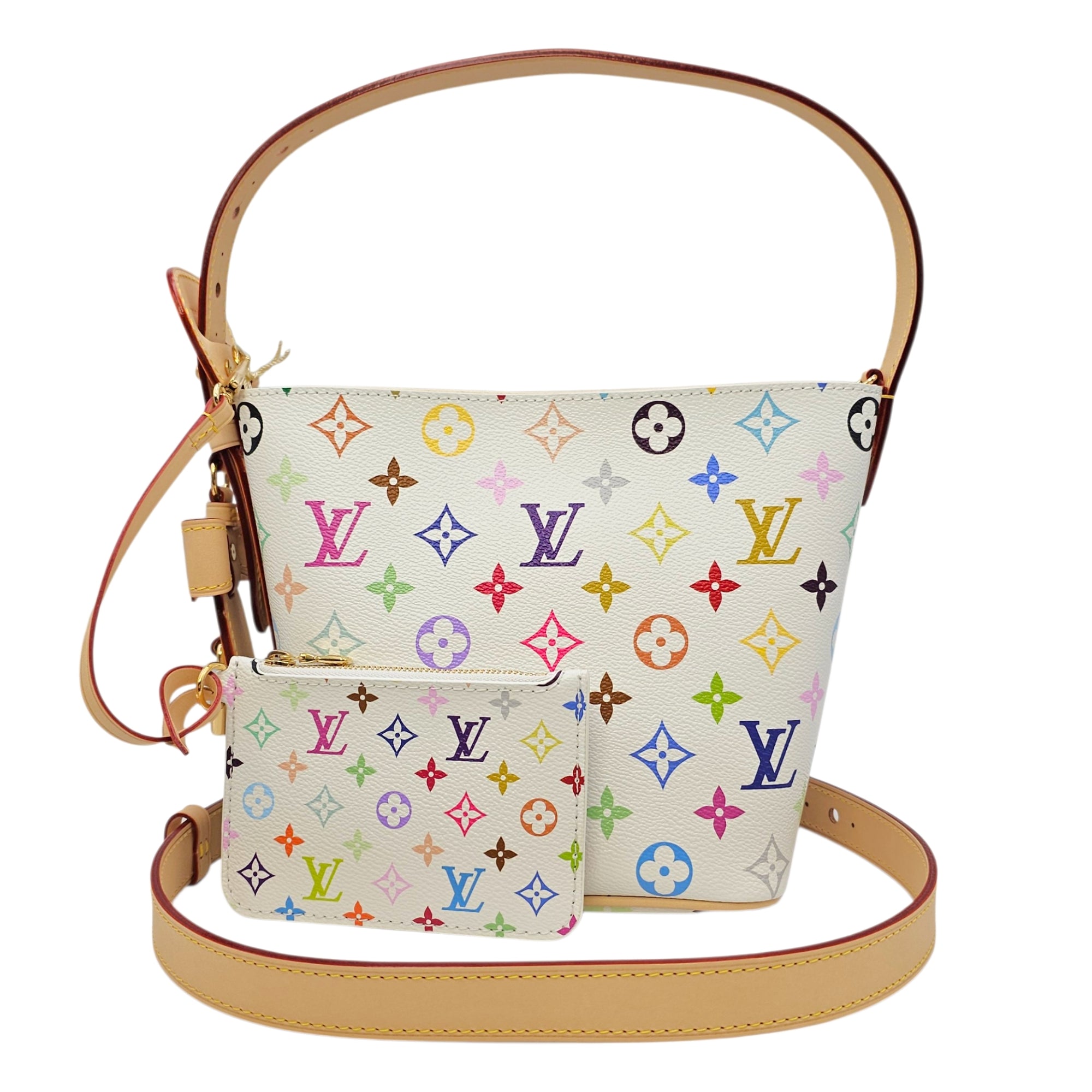 LV x TM Multicolour All In BB White Shoulder Bag in Canvas Gold hardware