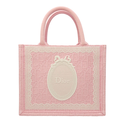 Spring/Summer 2026 Dioramour Embroidered Book Tote Pink Top Handle Bag in Canvas Silver hardware CL2604-20893 1