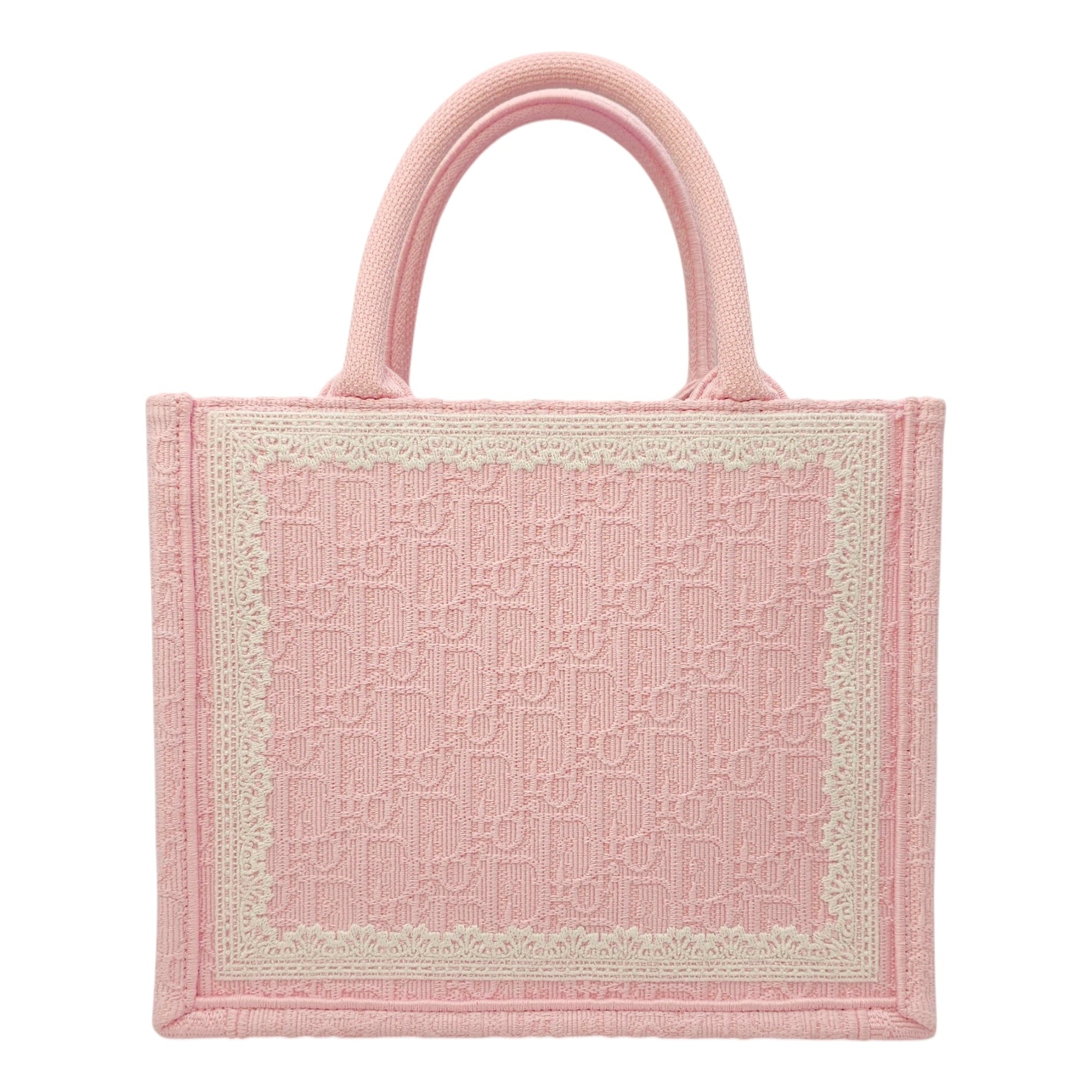 Spring/Summer 2026 Dioramour Embroidered Book Tote Pink Top Handle Bag in Canvas Silver hardware CL2604-20893 2