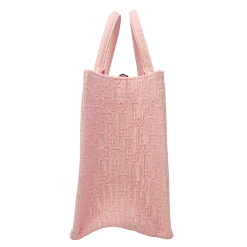 Spring/Summer 2026 Dioramour Embroidered Book Tote Pink Top Handle Bag in Canvas Silver hardware CL2604-20893 4