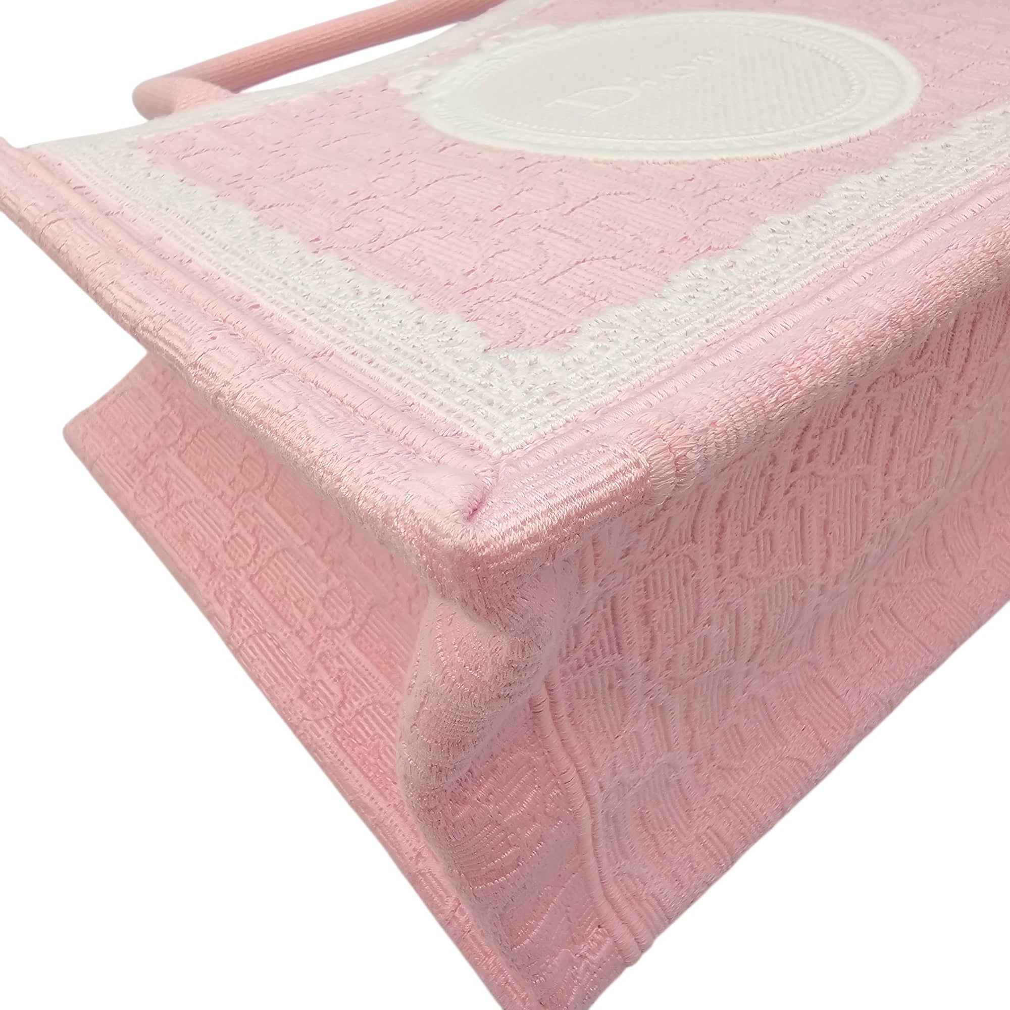 Spring/Summer 2026 Dioramour Embroidered Book Tote Pink Top Handle Bag in Canvas Silver hardware CL2604-20893 7