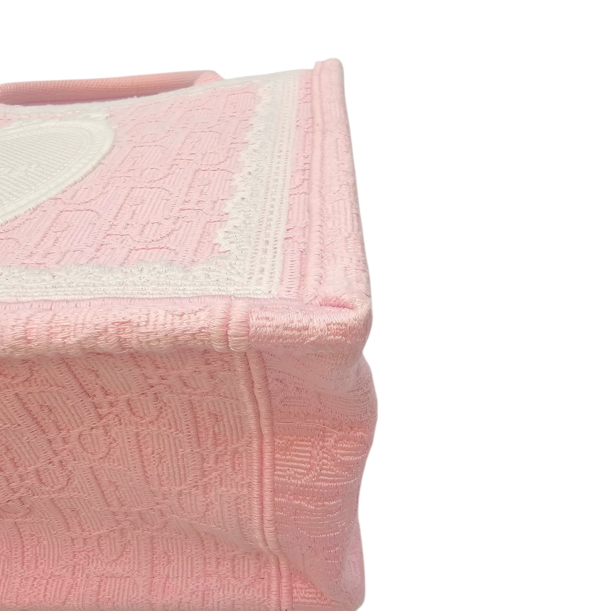 Spring/Summer 2026 Dioramour Embroidered Book Tote Pink Top Handle Bag in Canvas Silver hardware CL2604-20893 8