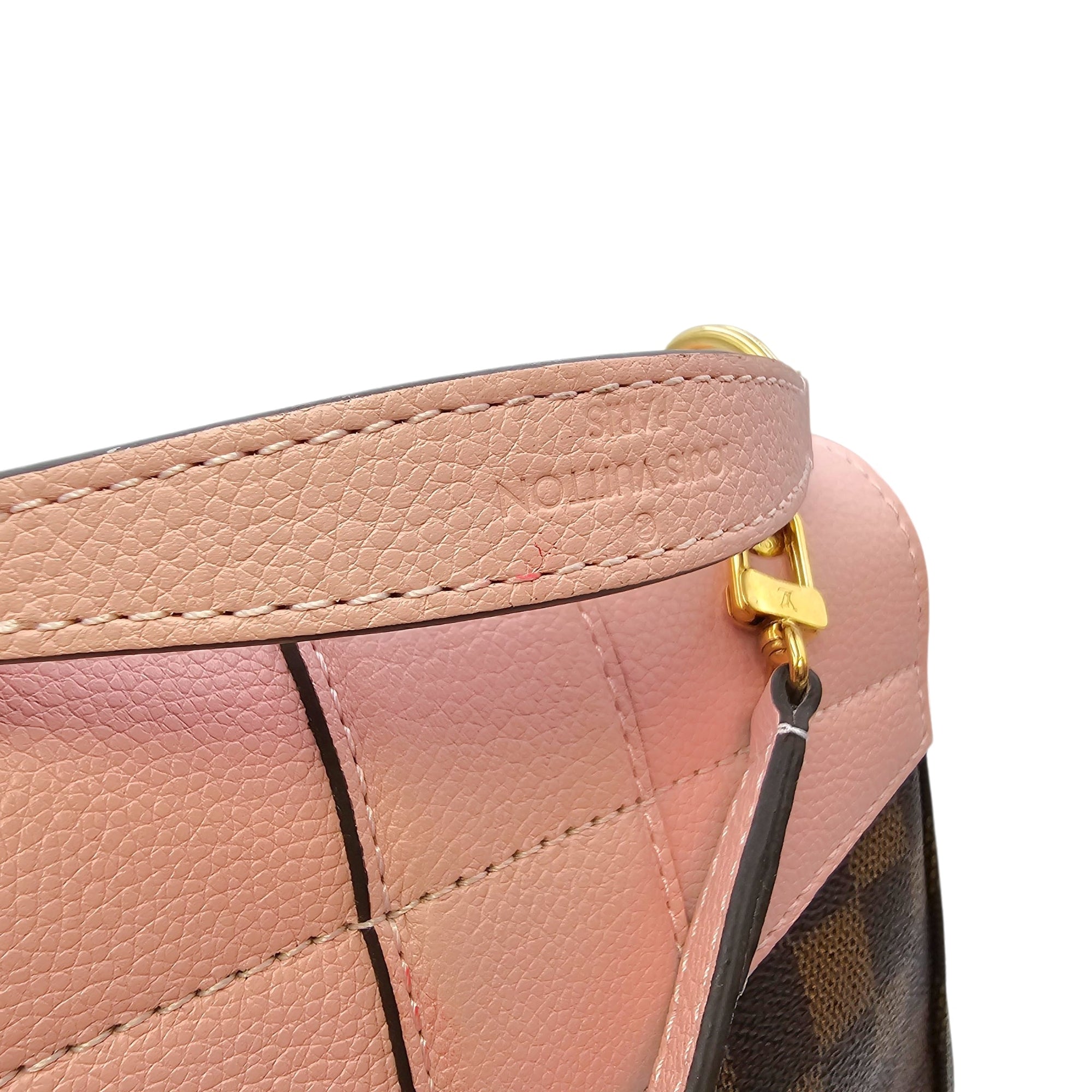 Damier Ebene Clapton Powder Pink Backpack in Damier Ebene Gold hardware CL2604-20894 15