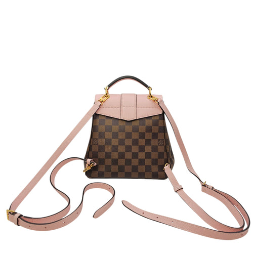 Damier Ebene Clapton Powder Pink Backpack in Damier Ebene Gold hardware CL2604-20894 2