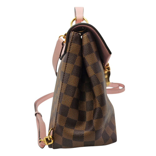 Damier Ebene Clapton Powder Pink Backpack in Damier Ebene Gold hardware CL2604-20894 4