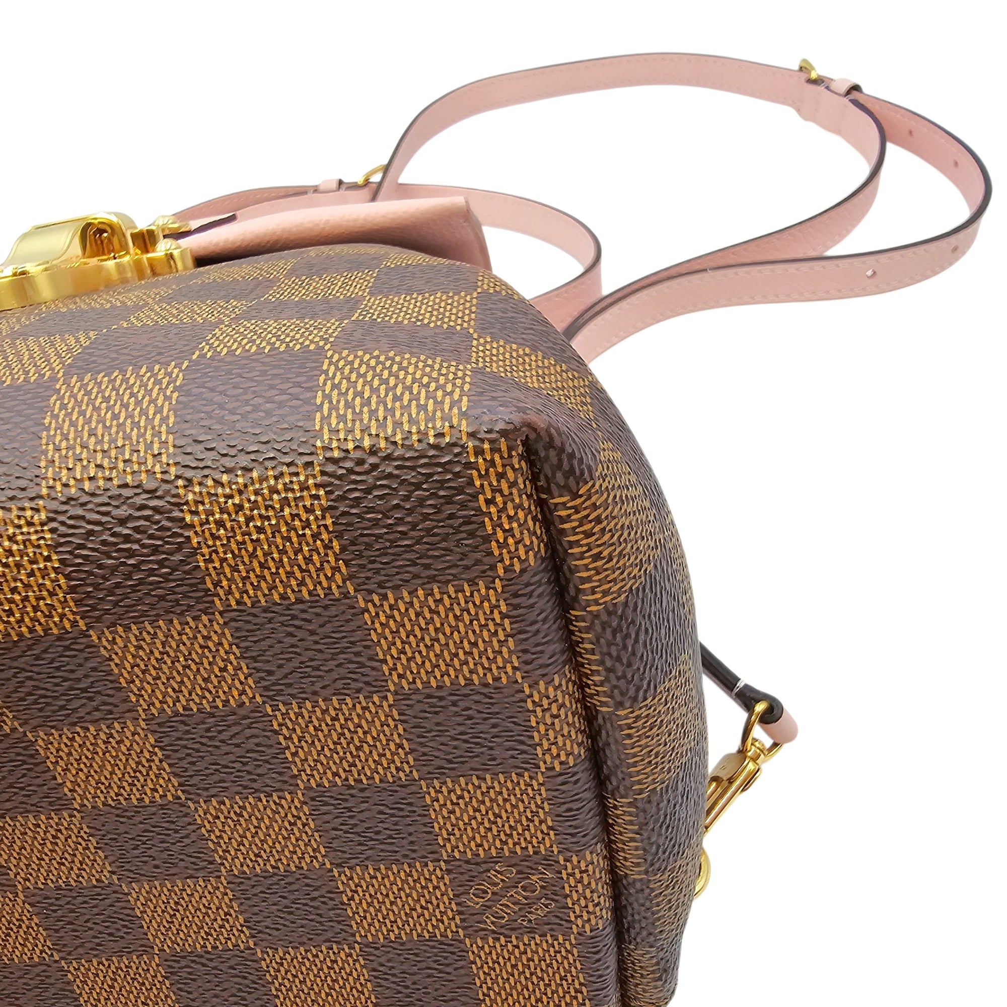 Damier Ebene Clapton Powder Pink Backpack in Damier Ebene Gold hardware CL2604-20894 7