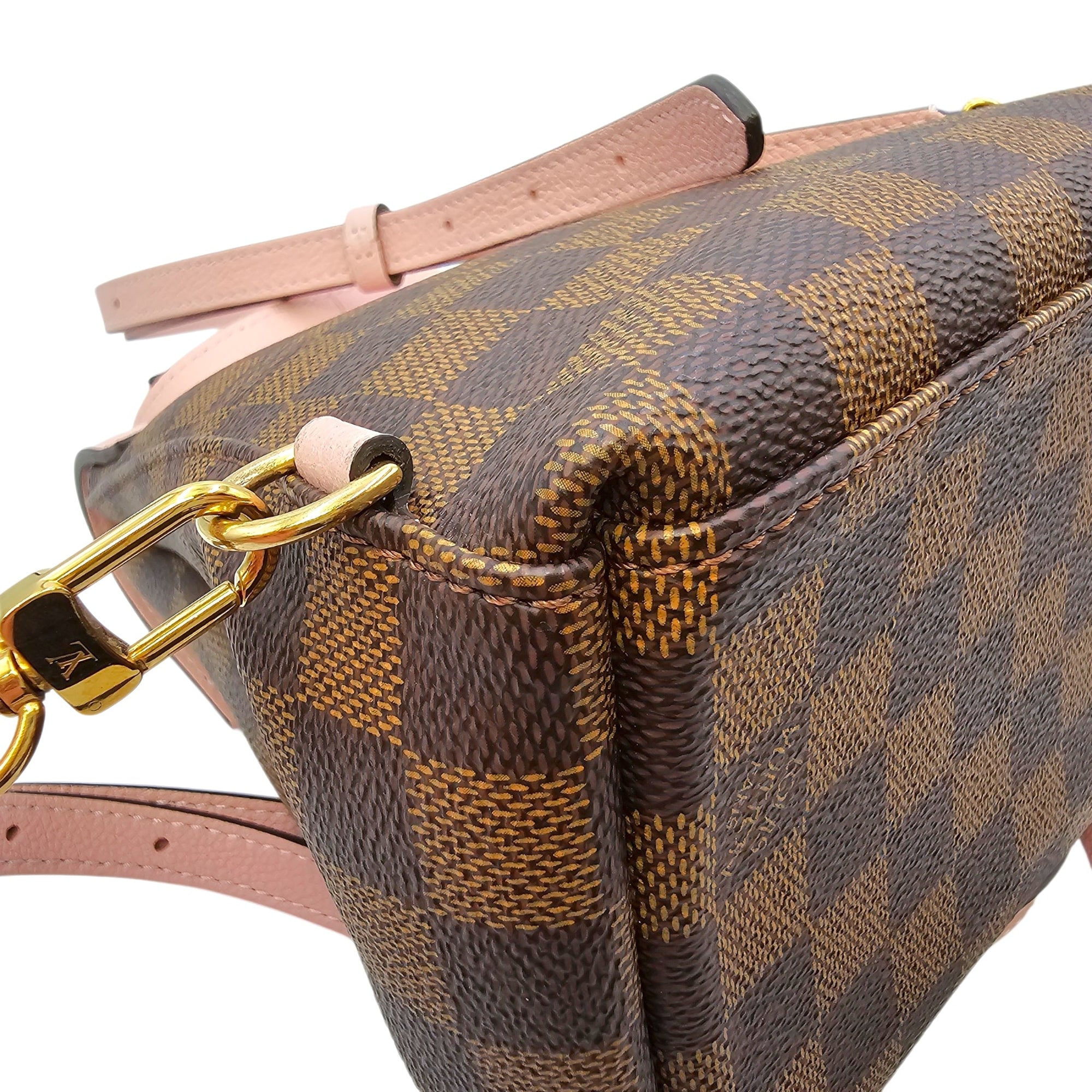 Damier Ebene Clapton Powder Pink Backpack in Damier Ebene Gold hardware CL2604-20894 8
