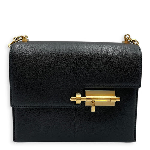 Verrou Chaine Mini Black in Chevre Chamkila Permabrass hardware CL2604-20898 1