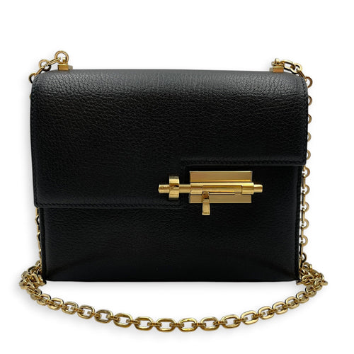 Verrou Chaine Mini Black in Chevre Chamkila Permabrass hardware CL2604-20898 12