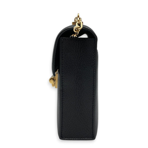 Verrou Chaine Mini Black in Chevre Chamkila Permabrass hardware CL2604-20898 4