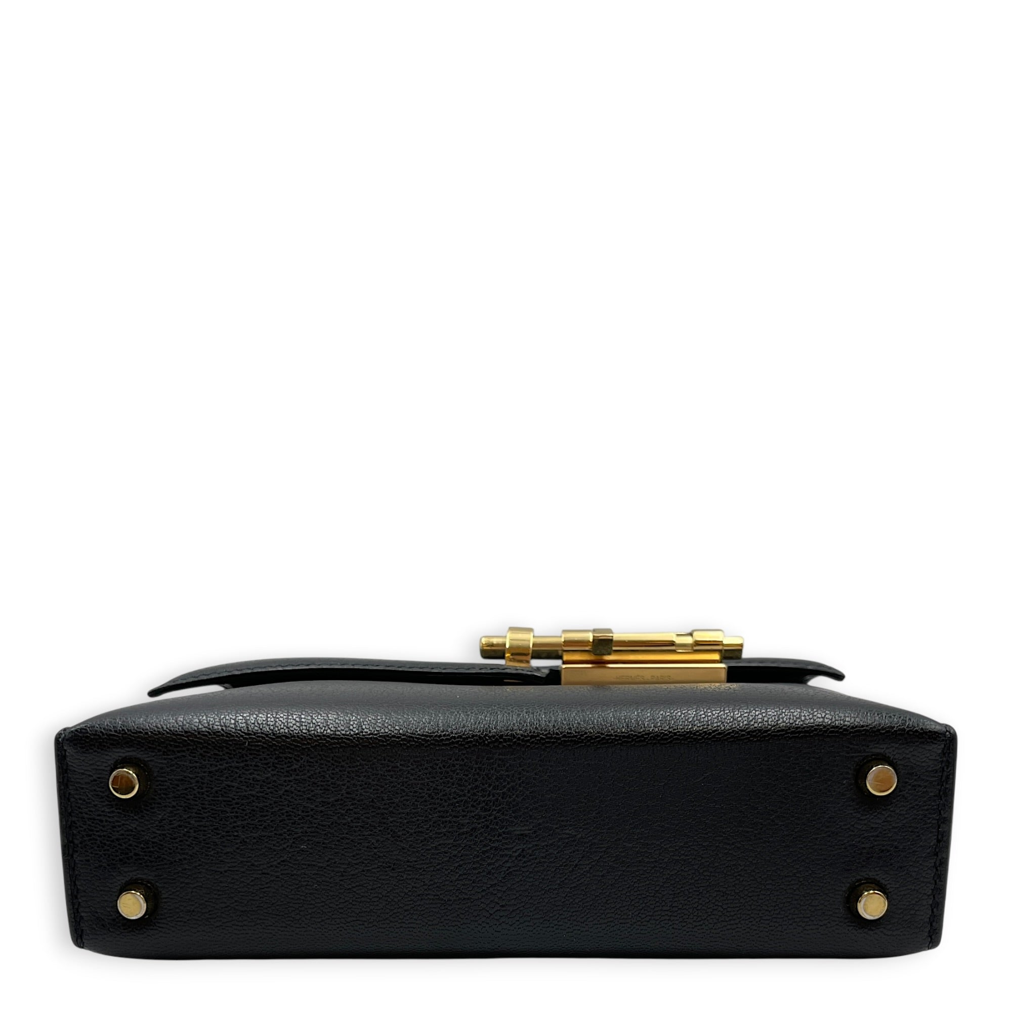 Verrou Chaine Mini Black in Chevre Chamkila Permabrass hardware CL2604-20898 5