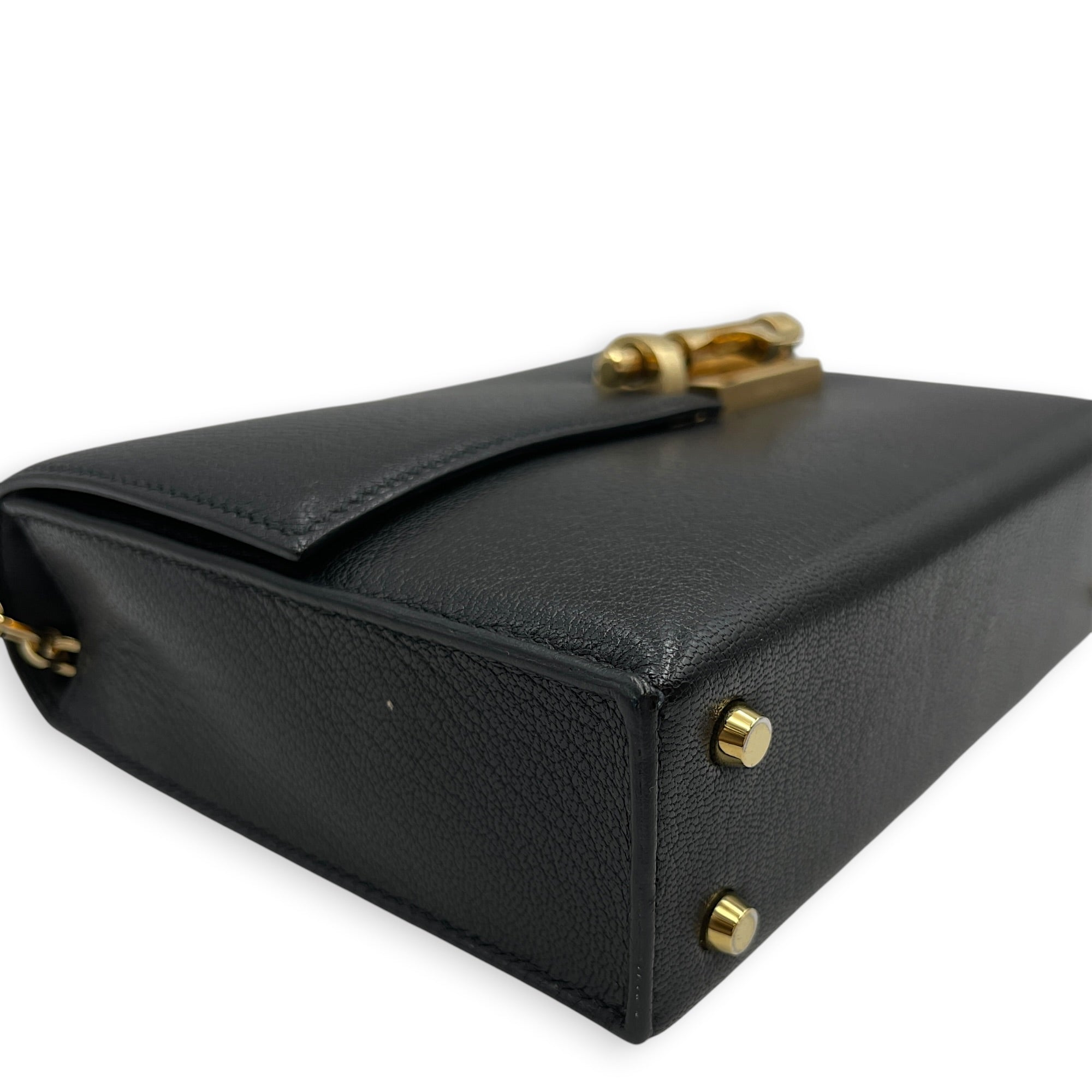 Verrou Chaine Mini Black in Chevre Chamkila Permabrass hardware CL2604-20898 8
