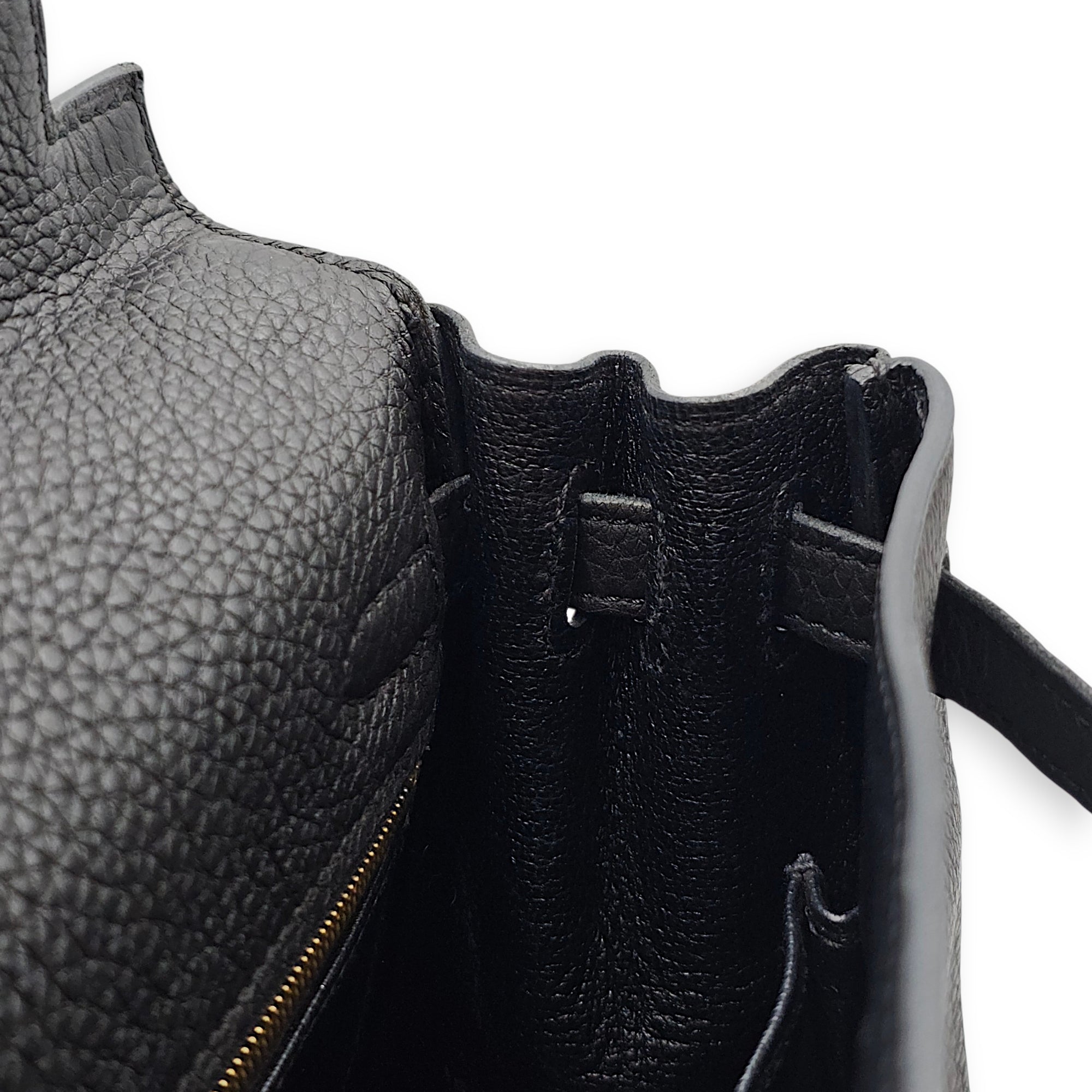 Kelly 25 Black in Togo Gold hardware