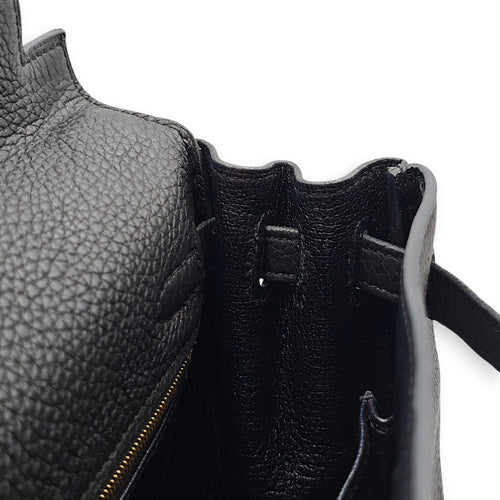 Kelly 25 Black in Togo Gold hardware