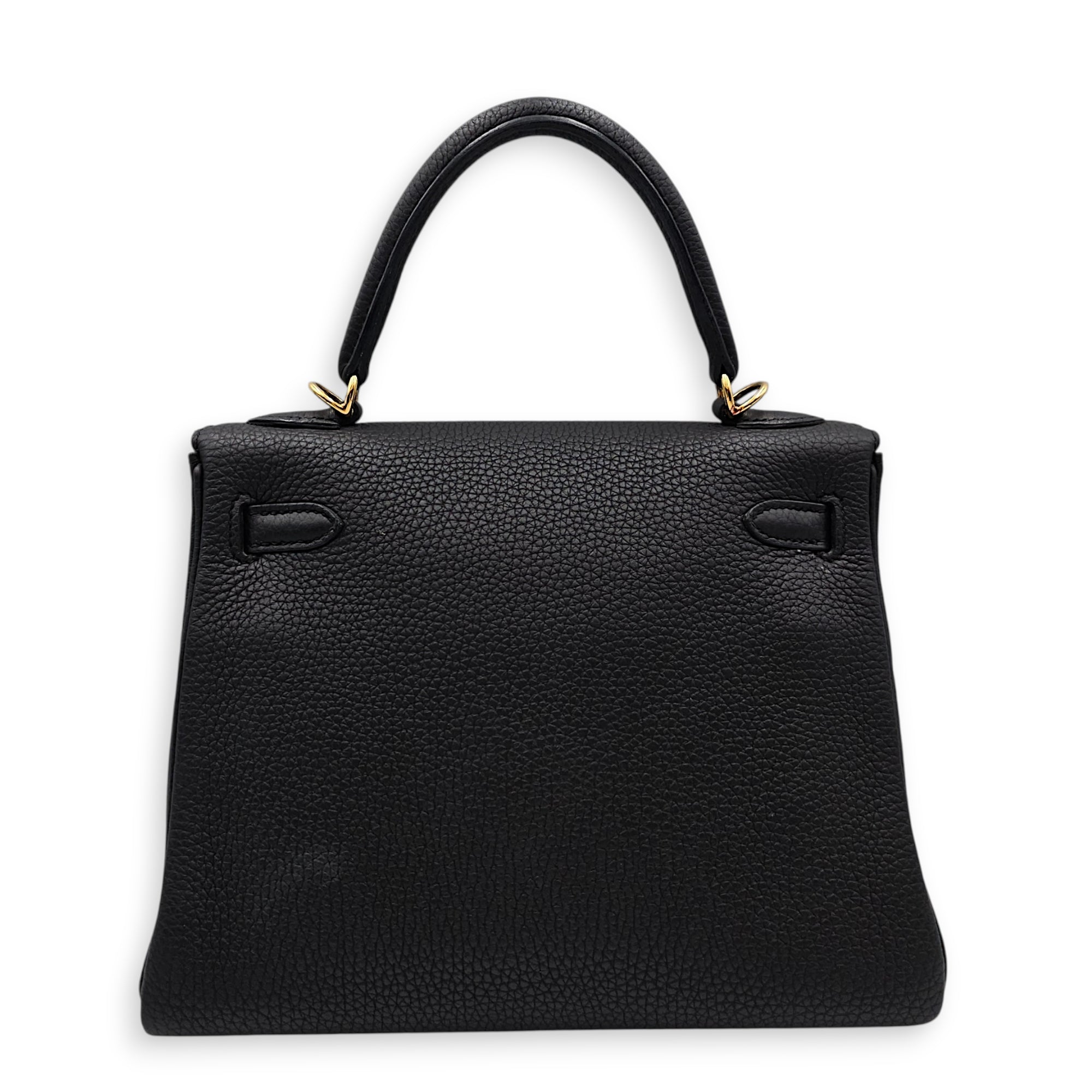 Kelly 25 Black in Togo Gold hardware