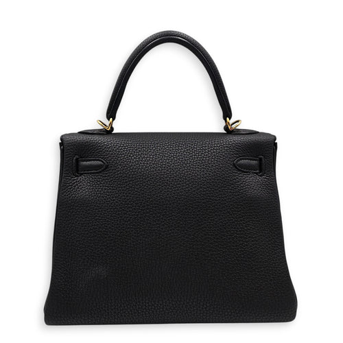 Kelly 25 Black in Togo Gold hardware