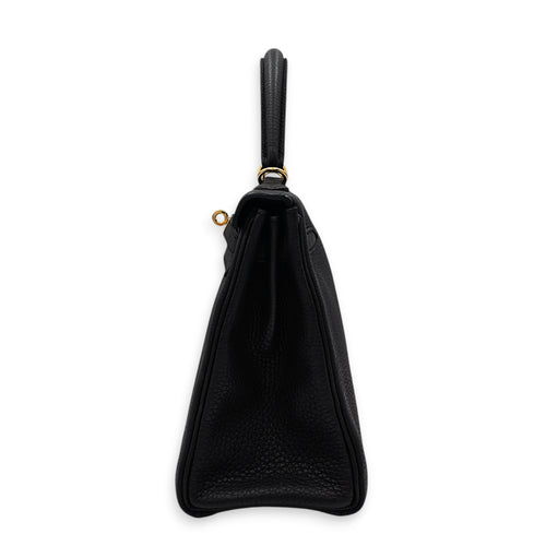Kelly 25 Black in Togo Gold hardware